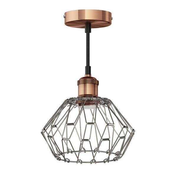 Vintage Pendelleuchte RETRA, E27 Fassung, Käfig-Schirm faltbar (Farbe wählbar)