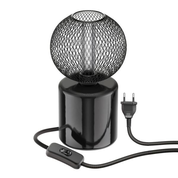 Tischlampe TIPO Porzellan, Stecker, Schalter, schwarz, inkl. E27 LED, G120, extra warmweiß, 4W, 220lm Fabrikverkauf