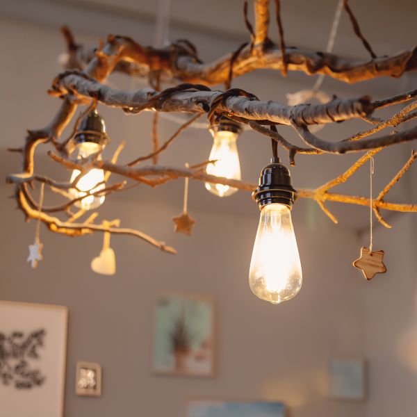 Hanf-Kabel / Textilkabel LEKA, Stecker, Schalter, beige , 8 m, Lampen-Fassung, 3x E27 max. 60W Limitierter Zeitrabatt