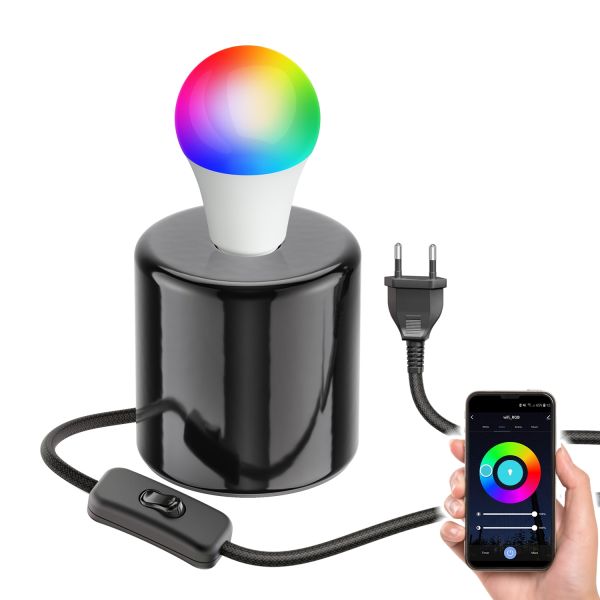 Tischlampe TIPO Porzellan rund inkl. E27 Smart Home RGBW LED Lampe, 8,89W, 892lm (Farbe wählbar)