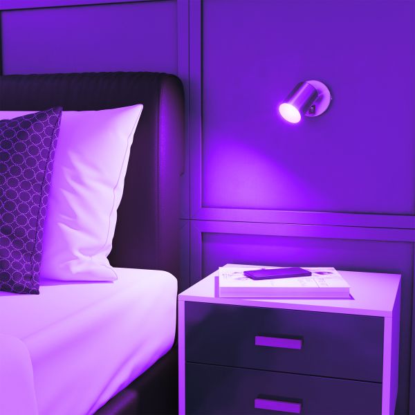 Wandspot WAIKA, einflammig, mit Schalter, GU10, chrom matt, inkl. Smart Home RGBW GU10 LED Lampe, 5,41W, 473lm Saisonschlussverkauf