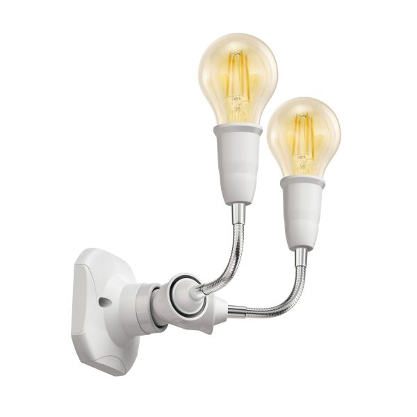 Wand-Leuchte Elektra, eckig, mit Schwanenhals zweiflammig, inkl. E27 LED Lampe gold warm-weiß je 471lm