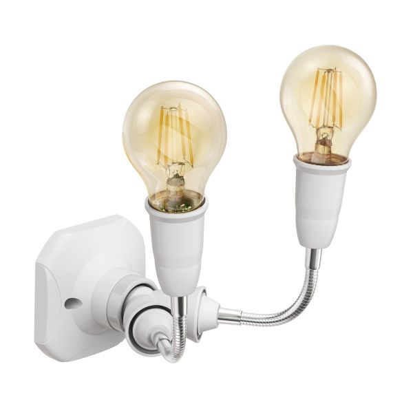 Wand-Leuchte Elektra, eckig, mit Schwanenhals zweiflammig, inkl. E27 LED Lampe gold warm-weiß je 471lm Black Friday