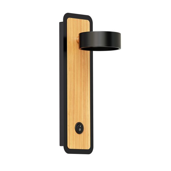 Wand-Leuchte RUTI Schalter GX53-Fassung schwarz Holz (Leuchtmittel wählbar)