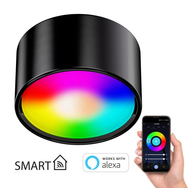 GX53 Porzellan Aufbauleuchte KLU rund 91mm Ø + smarte LED-Lampe Alexa, dimmbar, Farbtemperatur steuerbar (Farbe, Leuchtmittel wählbar) GX53 Porzellan Aufbauleuchte KLU rund 91mm Ø + smarte LED-Lampe Alexa, dimmbar, Farbtemperatur steuerbar (Farbe, Leuchtmittel wählbar)