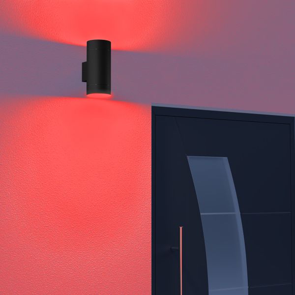 Wandleuchte BIDO für außen Aluminium Up & Downlight + 2 smarte LED-Lampen Alexa, Farbtemperatur steuerbar (Farbe, Leuchtmittel wählbar) Muttertagsangebot