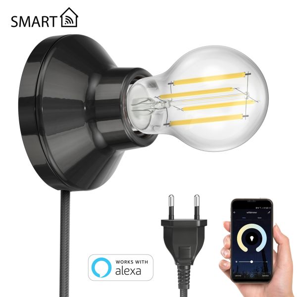 Wandleuchte Elektra Porzellan mit Stecker und Schalter, Smart Home (Farbe, Leuchtmittel wählbar)