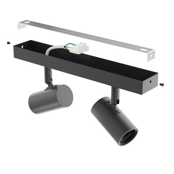 Vintage Decken-Leuchte FARE, Retro, schwarz, schwenkbar, 2-flammig, inkl. E27 LEDs, G120, extra warmweiß, je 4W, 220lm Lagerräumung