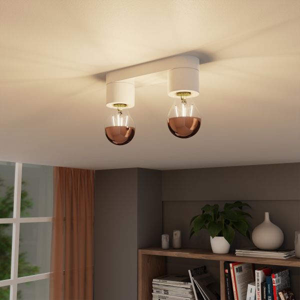 Deckenleuchte ELEKTRA, 2-flammig, Porzellan, weiß glänzend, E27 (Leuchtmittel wählbar) Heißer Verkauf