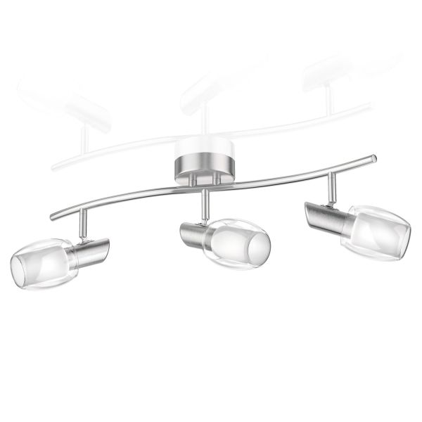 Deckenleuchte ELERA, dreiflammig für LED E14 Lampen, chrom matt (Leuchtmittel wählbar)