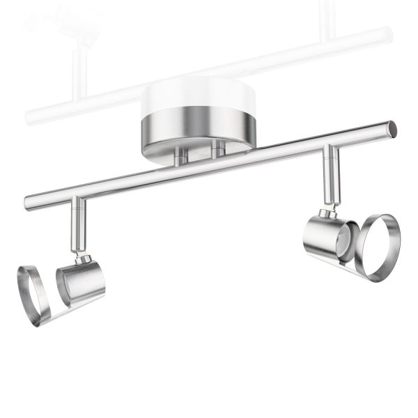 Deckenleuchte LEONIS, 2-flammig, edelstahl matt, 2x GU10 (Leuchtmittel wählbar)