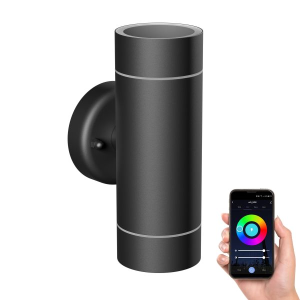 Wandleuchte WEDO für außen Edelstahl IP44 Up & Downlight + 2 Smart Home RGBW LED Lampen je 10,82W je 473lm (Farbe wählbar) Wandleuchte WEDO für außen Edelstahl IP44 Up & Downlight + 2 Smart Home RGBW LED Lampen je 10,82W je 473lm (Farbe wählbar)