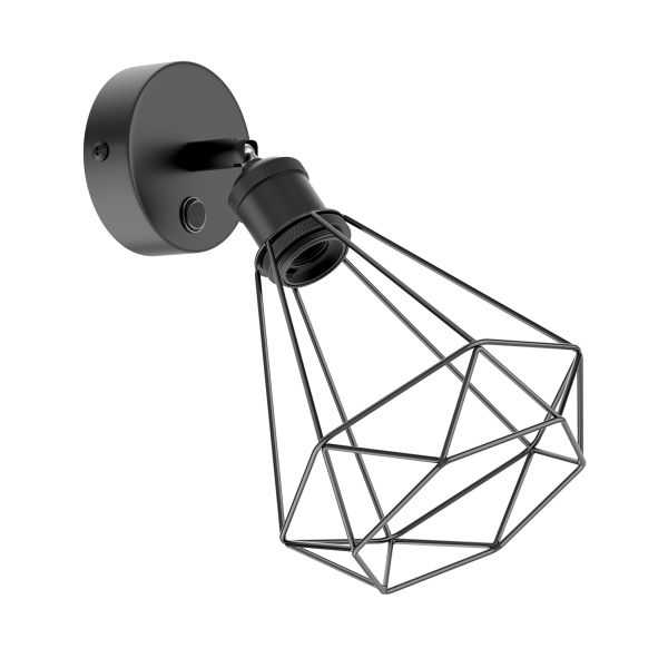 Wandleuchte RETRA, Schalter, rund, E27 Fassung, Käfig-Schirm (Farbe, Leuchtmittel wählbar)