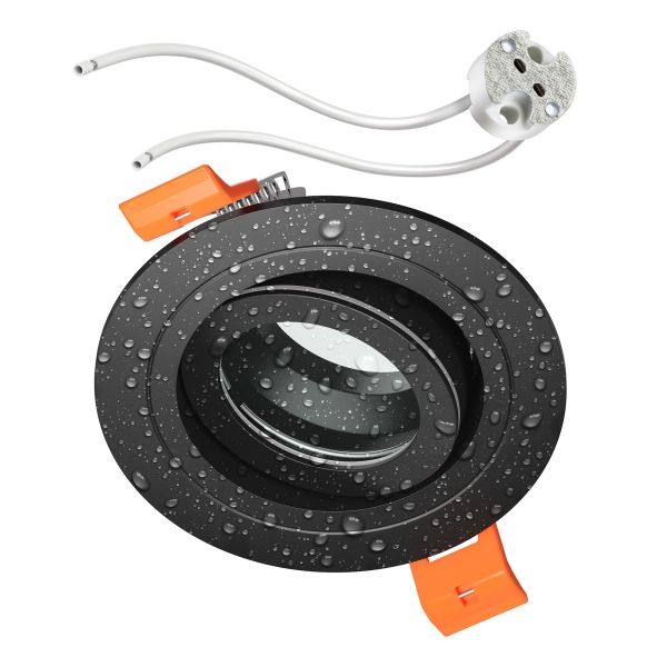 Bad-Deckeneinbaurahmen ERID, Feuchtraum, IP44, rund, schwenkbar, inkl. GU5.3 Fassung (Farbe wählbar)