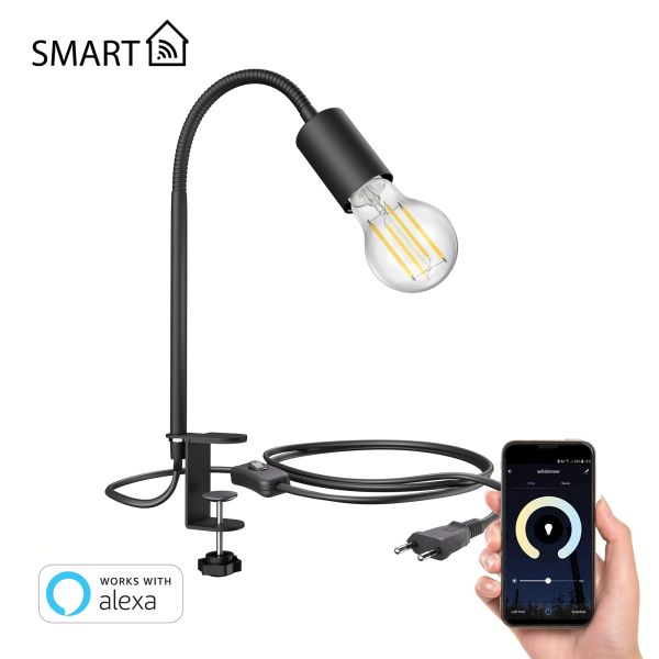 Klemmleuchte LELE mit Schwanenhals, E27 LED Lampe, Smart Home (Farbe, Leuchtmittel wählbar)