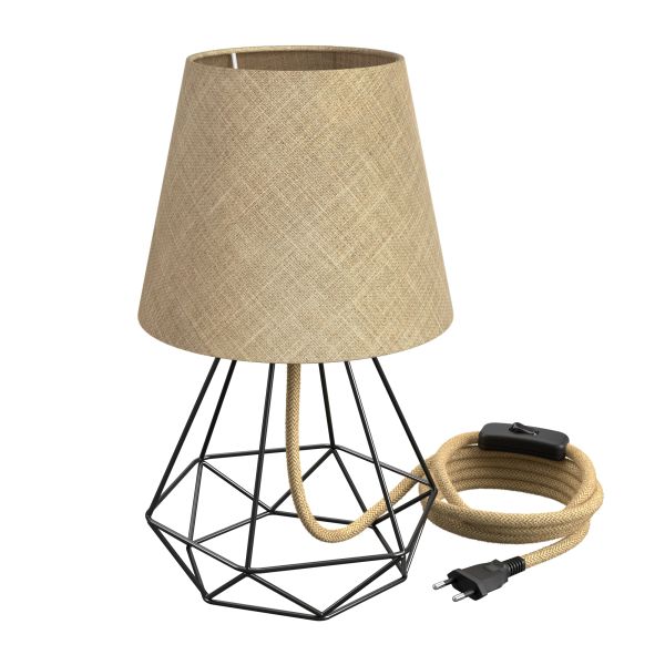 Tischleuchte LEKA, Schalter, Lampenschirm, Gestell Diamantform (Farbe wählbar)