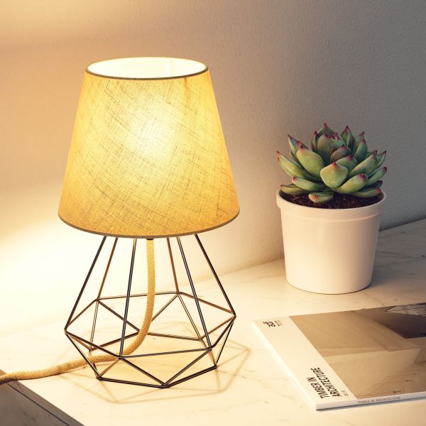 Tischleuchte LEKA, Schalter, Lampenschirm, Gestell Diamantform (Farbe wählbar) Super Rabatt