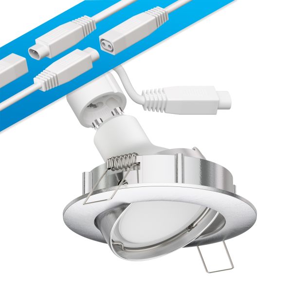 LED Decken-Einbaustrahler DEX schwenkbar rund 84mmØ, Lochkreis, 72-80mmØ (Set, Farbe, Leuchtmittel wählbar)