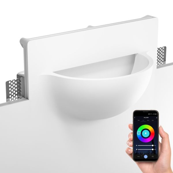 Gips Wandleuchte GIEDI DIY, Einbau, inkl. Smart Home RGBW E14 LED Lampe, 4,925W, 572lm