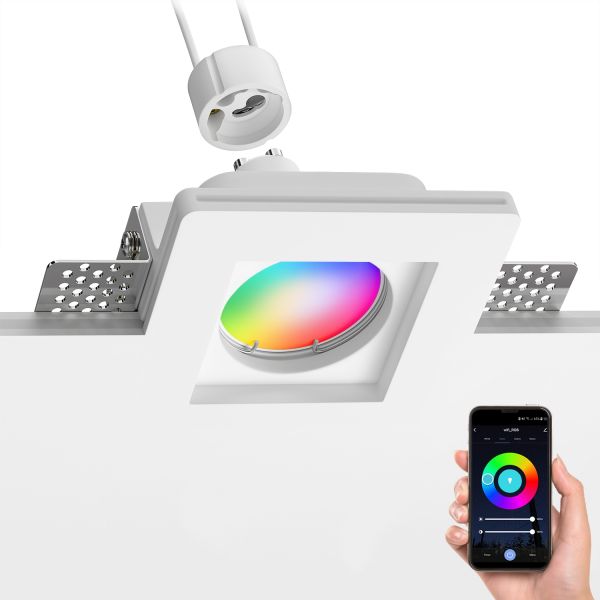 LED Gips Einbaustrahler GIEDI II DIY, inkl. Smart Home RGBW GU10 LED Lampe, 5,41W, 473lm