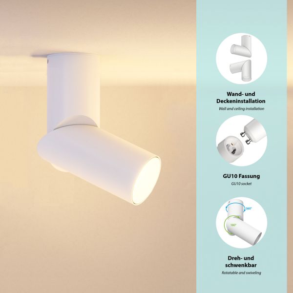 Deckenleuchte DAISI, weiß matt + Smart Home RGBW GU10 LED Lampe 473lm Rabatte dieses Monats