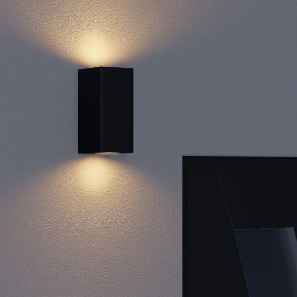 Wandleuchte ALSE für außen, Aluminium, IP54, zweiflammig, eckig, GU10 Up & Downlight (Farbe, Leuchtmittel wählbar) Schlussverkauf