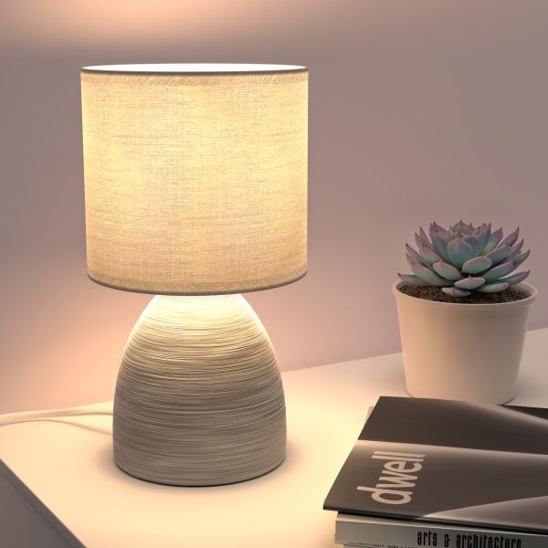 Tischlampe CALA, Keramik, Stoffschirm (Stecker, Schalter) (Leuchtmittel, Farbe wählbar) Begrenztes Angebot