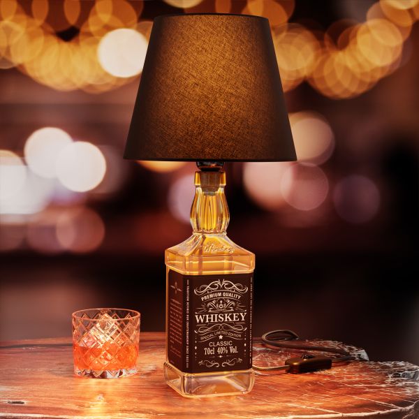 Tischlampe FLAKO, Schalter, Bakelit, Textilkabel, Lampenschirm, ohne Flasche, ohne Leuchtmittel (Farbe, Leuchtmittel wählbar) Online Shopping