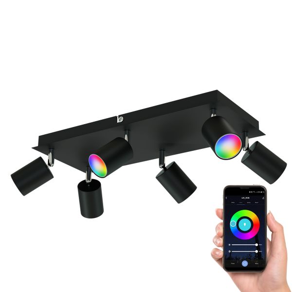 Deckenstrahler WAIKA, sechsflammig, inkl. Smart Home RGBW GU10 LED Lampen je 473lm (Farbe wählbar)