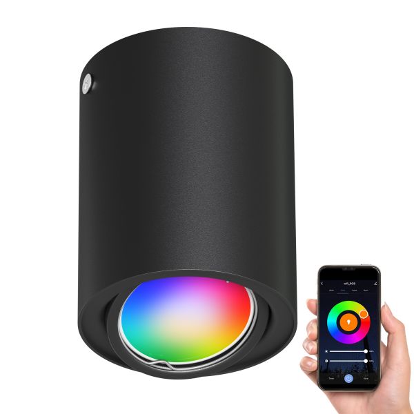 Deckenleuchte DEJO, 80mm Ø + GU10 Smart Home RGBW LED 473lm (Farbe wählbar)