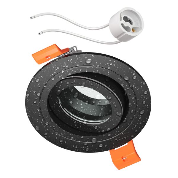 Bad-Deckeneinbaurahmen ERID, Feuchtraum, IP44, rund, schwenkbar, inkl. GU10 Fassung (Leuchtmittel, Farbe wählbar)