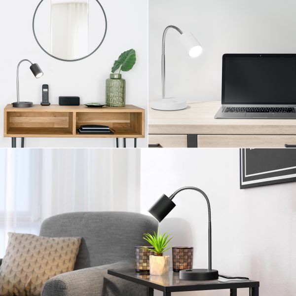 Tischleuchte WAIKA mit Schwanenhals und Schalter, inkl. Smart Home RGBW GU10 LED Lampe, 5,41W, 473lm (Farbe wählbar) Große Rabatte