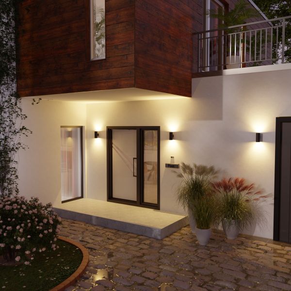 Wandleuchte BIDO für außen, Aluminium, IP44, GX53 Up & Downlight (Leuchtmittel, Farbe wählbar) Kauf eins, bekomm eins gratis