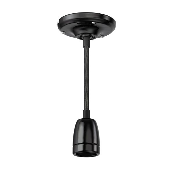 E27 Porzellan Pendelleuchte mit Textikabel, DIY (Farbe, Leuchtmittel wählbar)