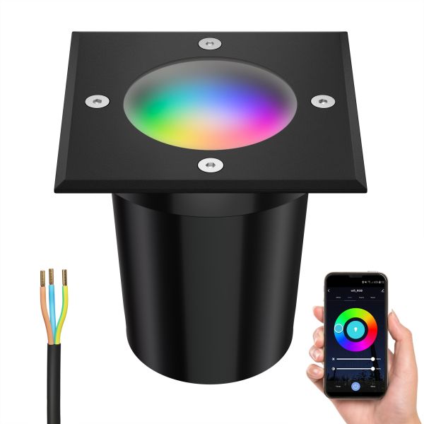 Bodeneinbauleuchte RELI für außen, IP67, edelstahl, gefrostet, eckig, 11 x 11cm inkl. LED RGB Lampe, smart 473lm (Farbe wählbar) Bodeneinbauleuchte RELI für außen, IP67, edelstahl, gefrostet, eckig, 11 x 11cm inkl. LED RGB Lampe, smart 473lm (Farbe wählbar)