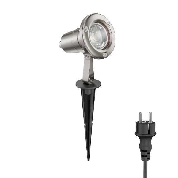 Gartenstrahler MUK mit Erdspieß für außen, Edelstahl (Leuchtmittel, Set Vorschaltgerät wählbar)