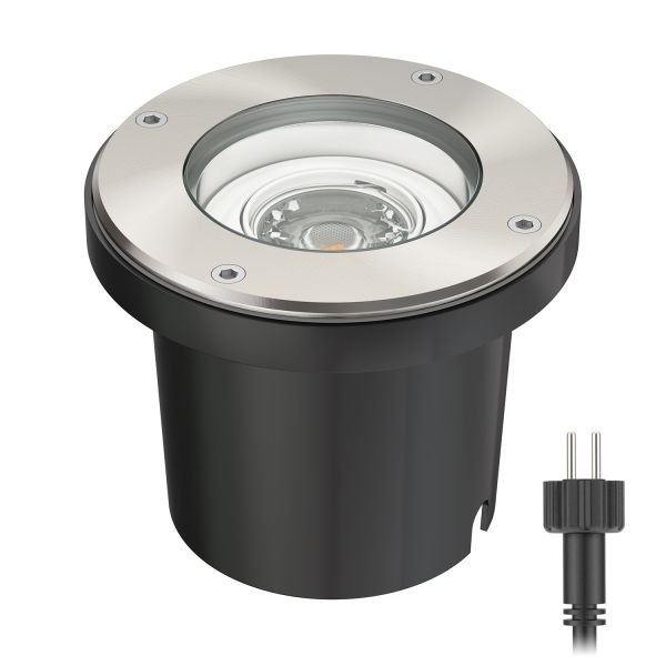 Bodeneinbaustrahler BOS für außen schwenkbar Edelstahl rund IP67 150mm Ø (Leuchtmittel, Set Vorschaltgerät wählbar) Bodeneinbaustrahler BOS für außen schwenkbar Edelstahl rund IP67 150mm Ø (Leuchtmittel, Set Vorschaltgerät wählbar)