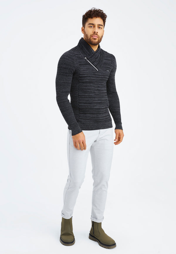 Leif Nelson Strickpullover Feinstrick mit Schalkragen Cyber Monday