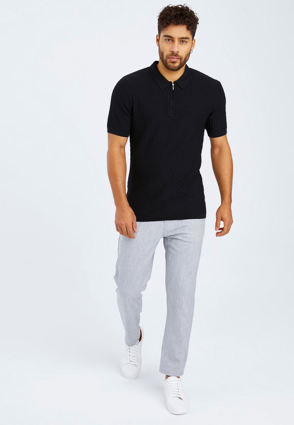Leif Nelson Polo-Shirt Feinstrick mit Reißverschluss Saisonale Angebote
