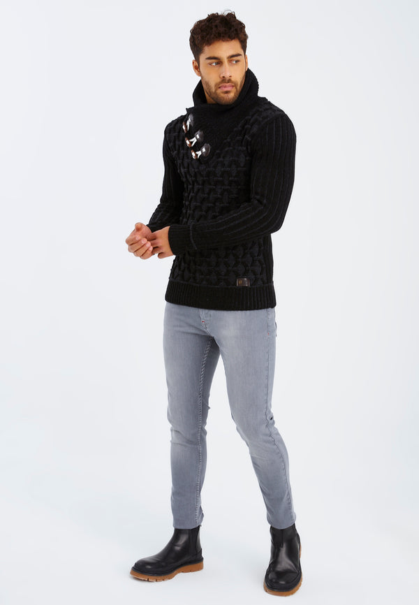 Leif Nelson Strickpullover Grobstrick mit Schalkragen Sonderangebote