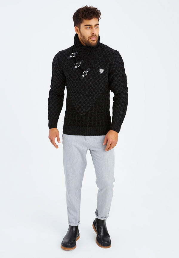 Leif Nelson Strickpullover Grobstrick mit Schalkragen 2025