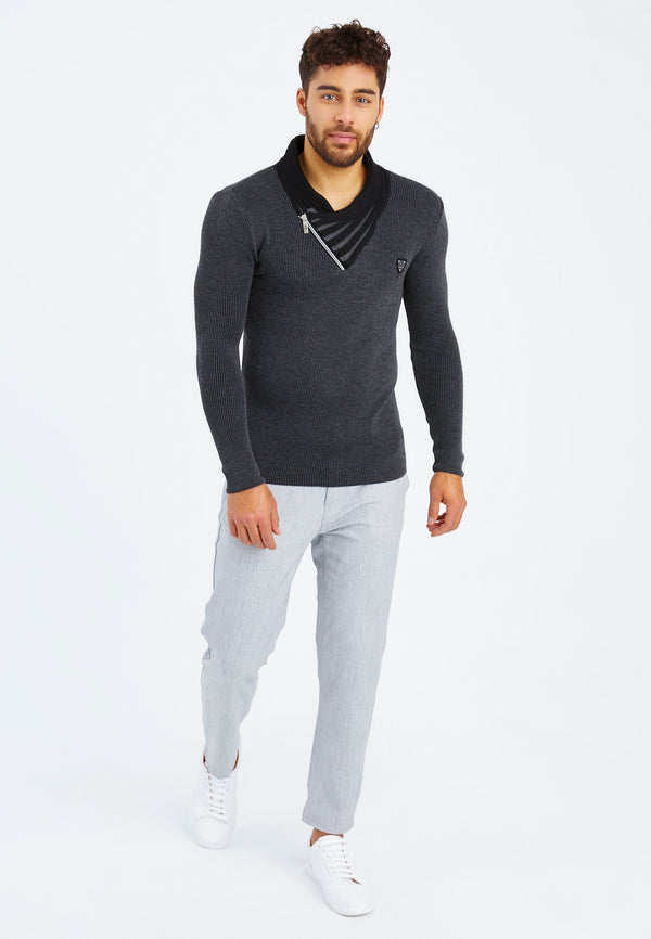 Leif Nelson Strickpullover Feinstrick mit Schalkragen Versandkostenfrei
