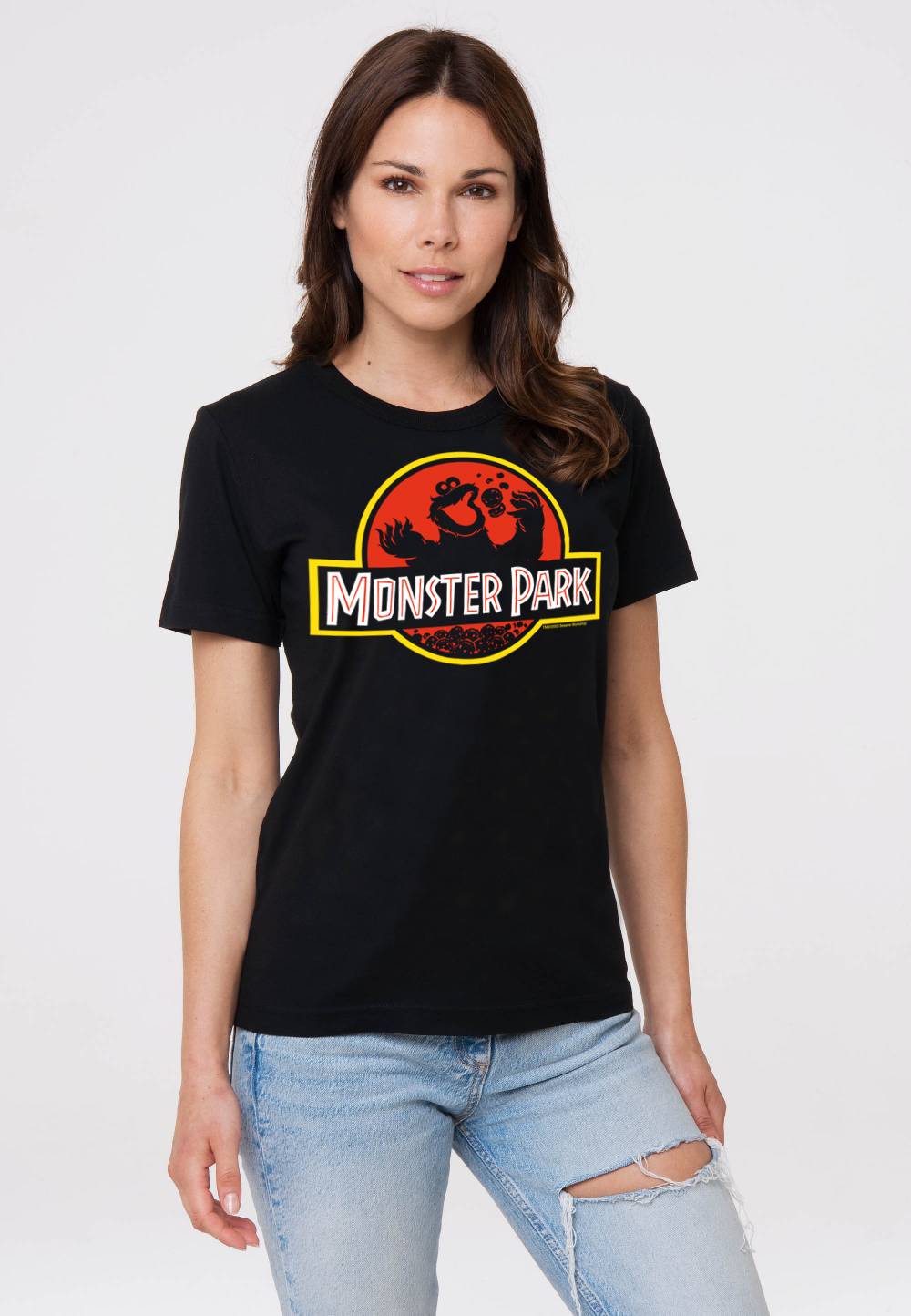 Logoshirt Sesamstrasse - Krümelmonster - Monster Park - T-Shirt Print - Damen Vatertagsangebot