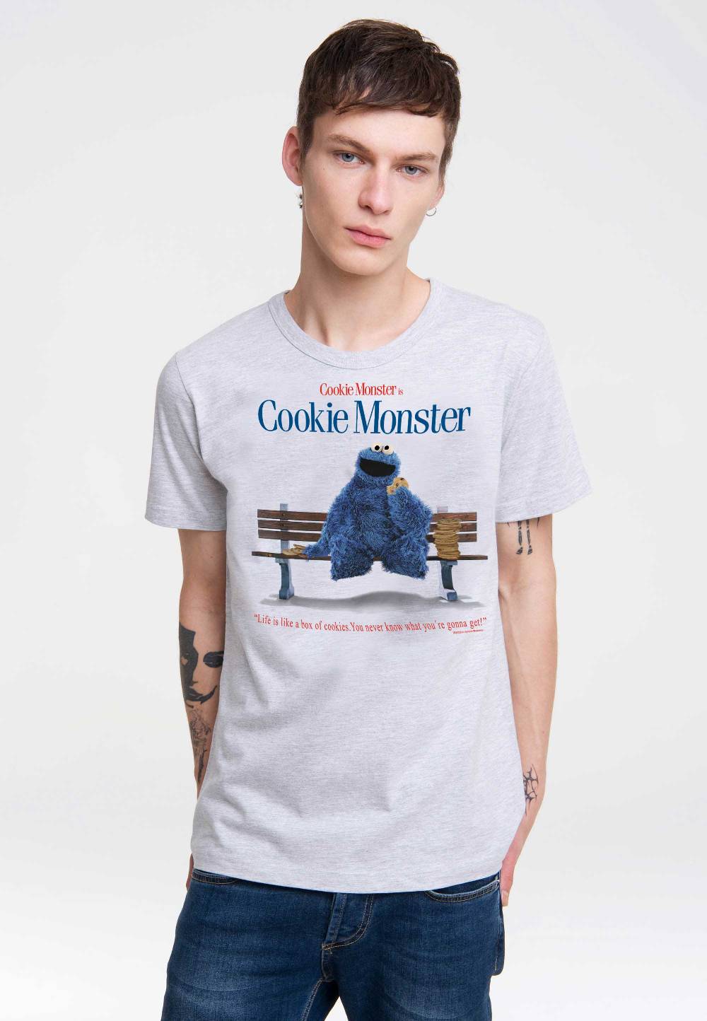 Logoshirt Sesamstrasse - Krümelmonster - Cookie Monster - Box Of Cookies - T-Shirt Print - Herren Online Outlet