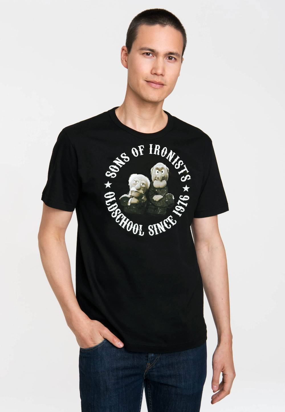 Logoshirt Waldorf & Statler - Sons Of Ironists - The Muppets - T-Shirt Print - Herren Tiefpreis