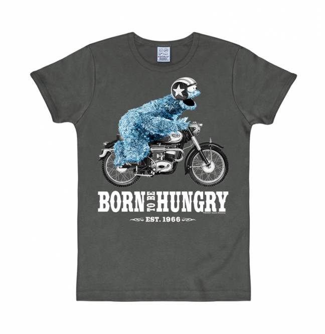 Logoshirt Sesamstrasse - Krümelmonster - Motorrad - Born To Be Hungry - T-Shirt Print - Herren Nur noch ein Tag übrig