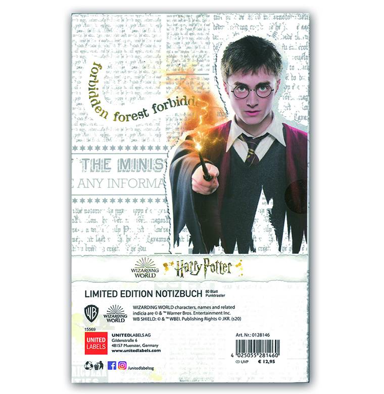 Logoshirt Harry Potter - Hogwarts Logo - Hardcover Notizbuch A5 - mit Gummiband - Gepunktet - Limited Edition Neueste Mode