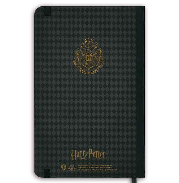 Logoshirt Harry Potter - Hogwarts Logo Gold - Hardcover Notizbuch A5 - mit Gummiband - Liniert Kauf eins, bekomm eins gratis