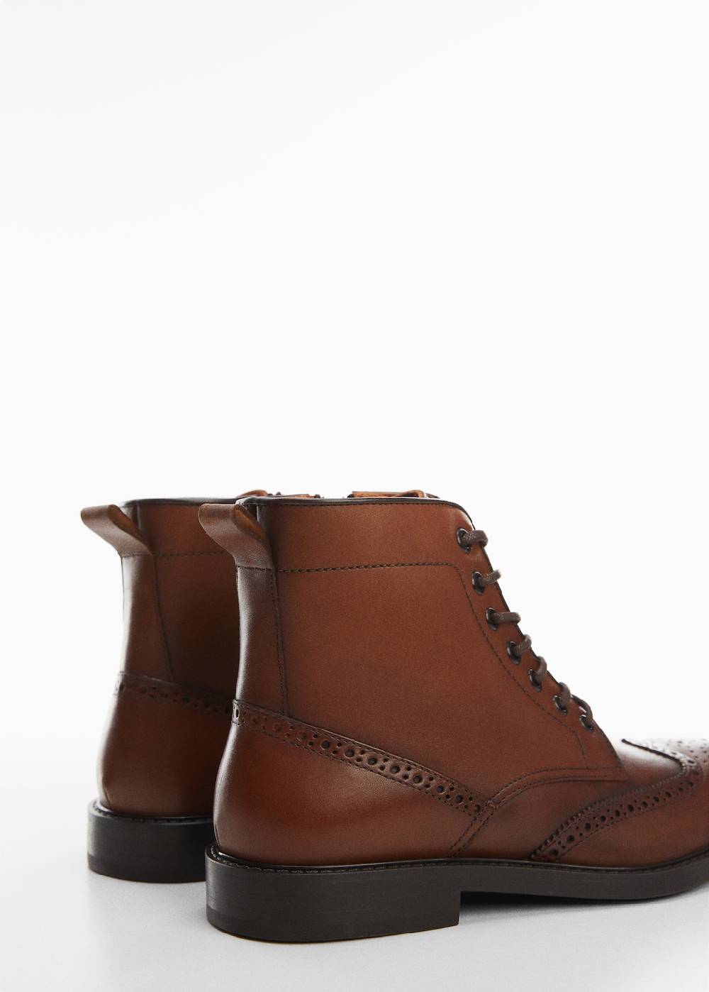 Mango Lederstiefelette mit Stanzdetails Zeitbegrenzte Promotion