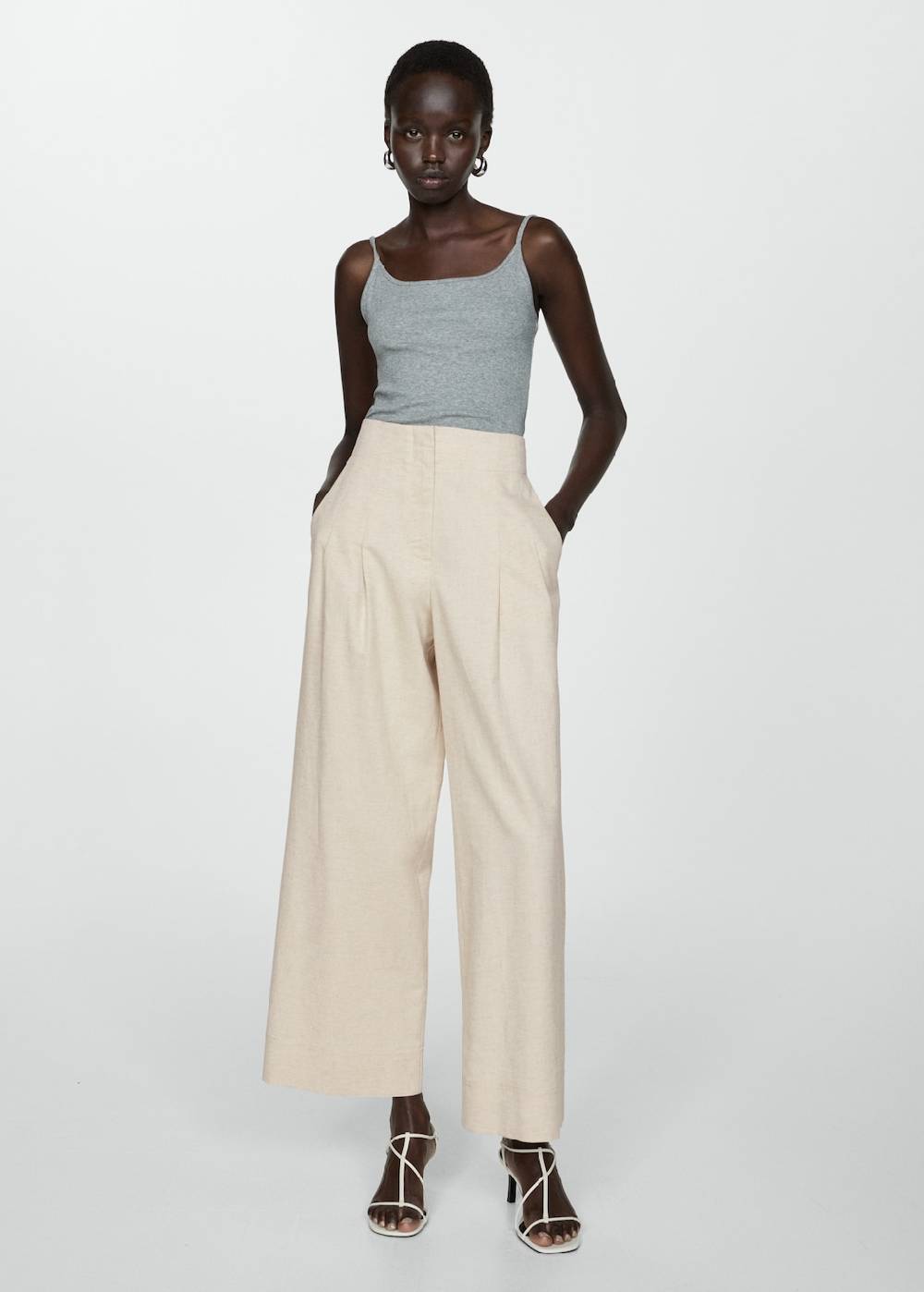 Mango Wideleg-Bundfaltenhose Online Outlet